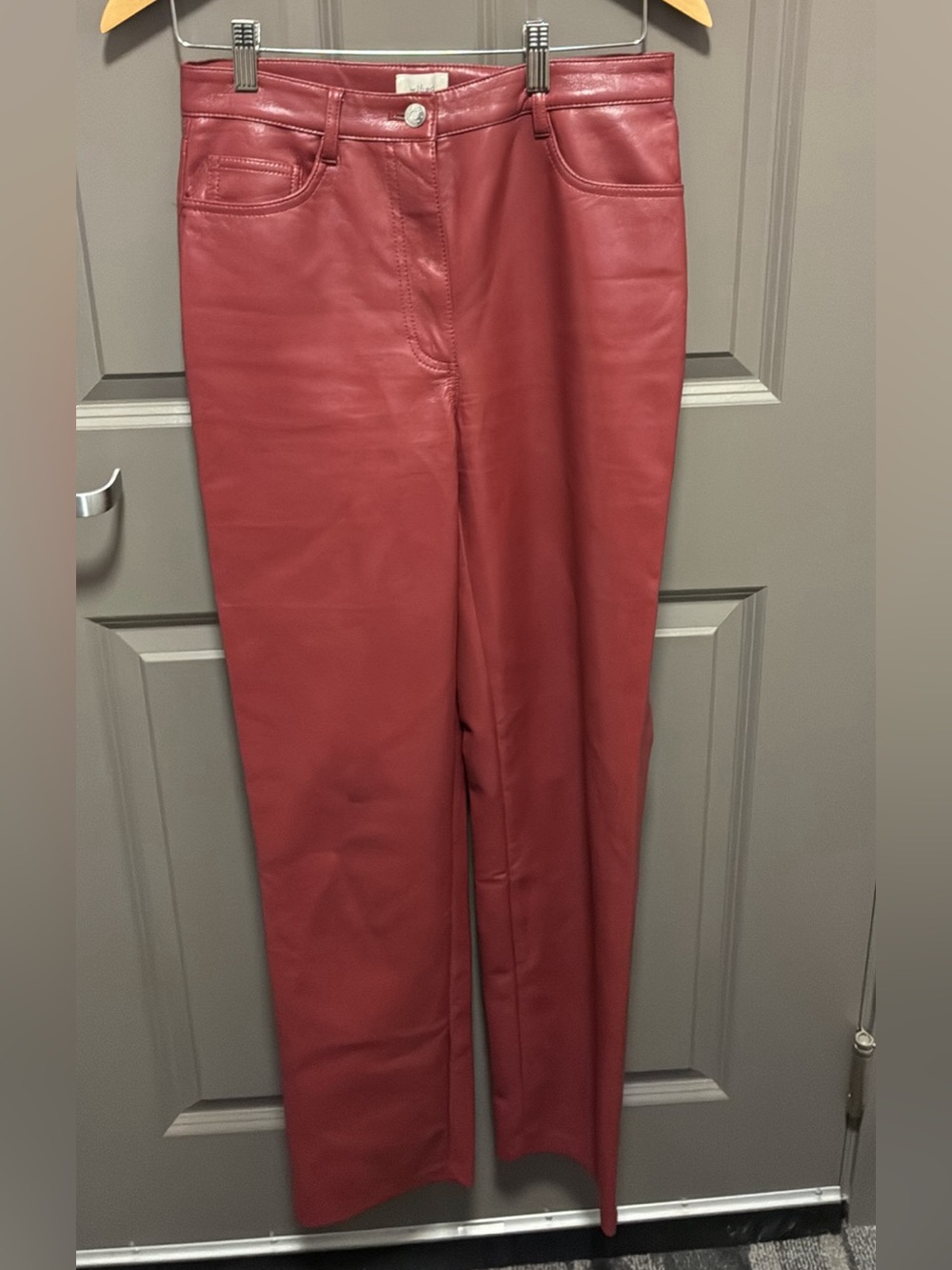 Wilfred Straight-Leg Faux Leather Jeans in Deep Rose